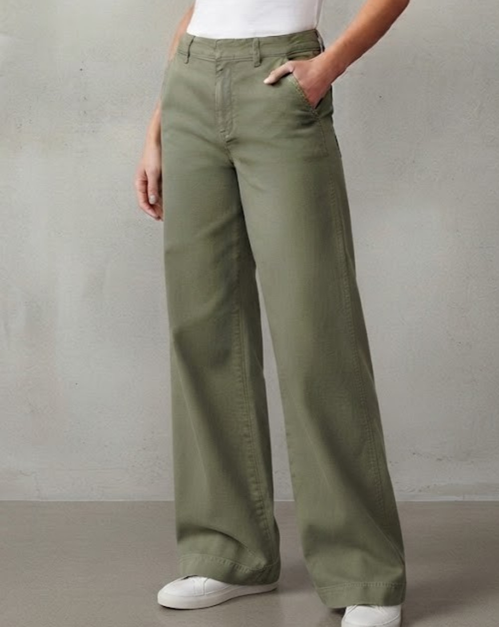 Cosmic Blue Love Olive Green Wide Leg Pants Utility Casual Womens Size 30